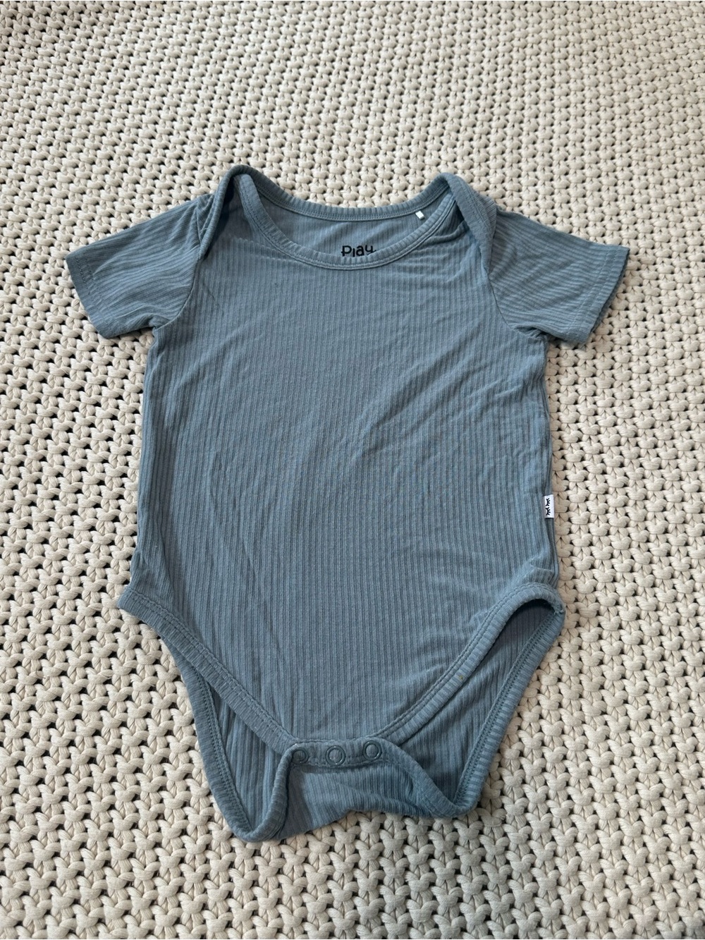 Little Sleepies 12-18 Months Ribbed Short Sleeve One-Piece Bodysuit Slate Blue